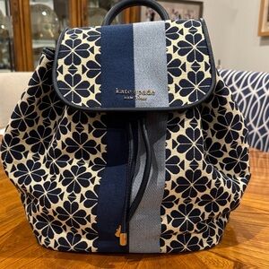 Kate Spade Blue and Cream Patterned Backpack